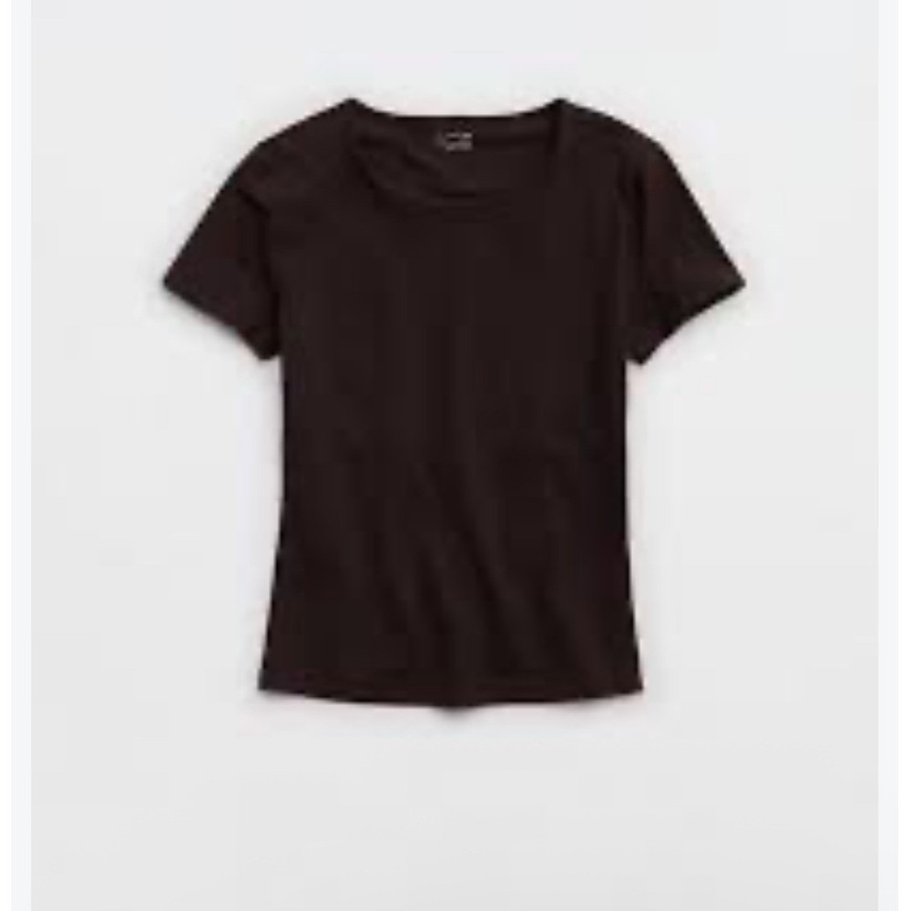 OFFLINE By Aerie Real Me Xtra Short Sleeve Tee Dark Brown XS Activewear Shirt